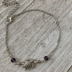 Silver Turtle Charm Anklet Bracelet